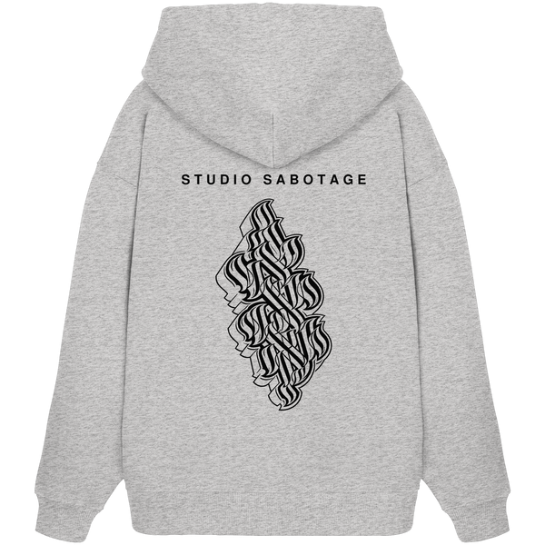 Studio Sabotage Organic Oversize Hoodie, Rückansicht mit Wordmark und Brandmark